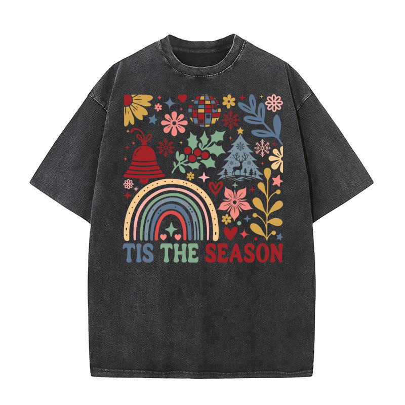 Holly Jolly  Boho Flowers  (8) Washed T-Shirt