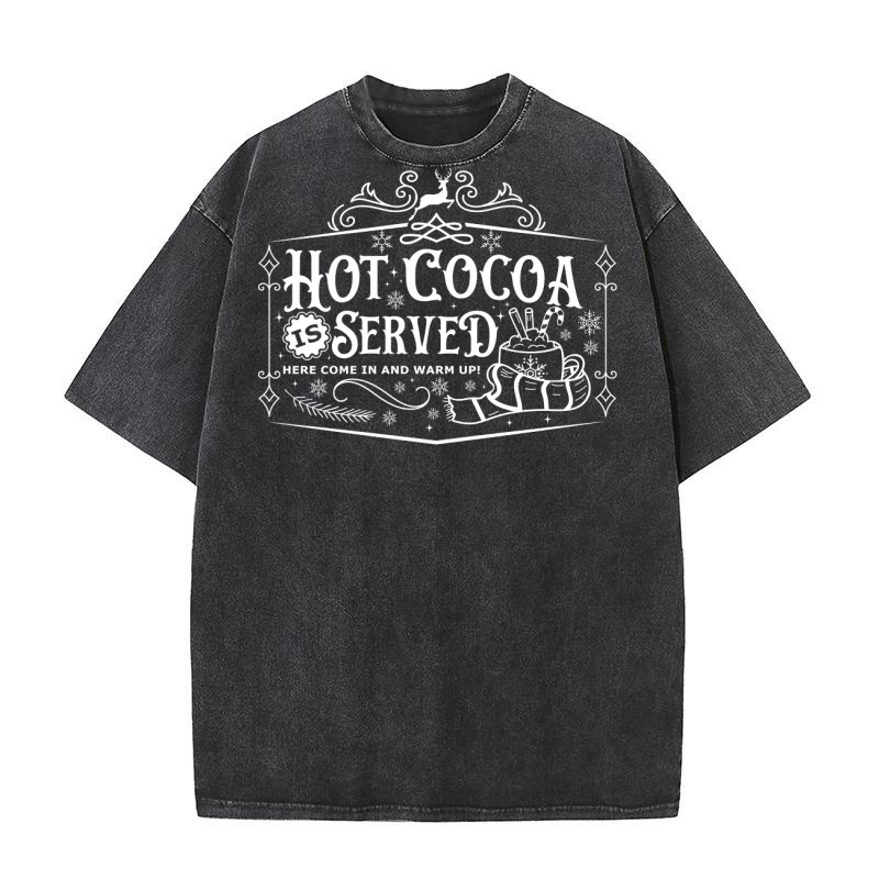 Hot cocoa served here come in and warm upi 02 Washed T-Shirt