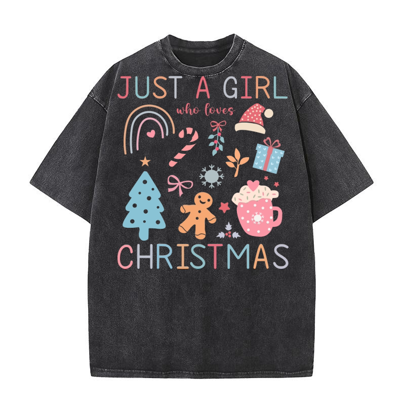 Just a girl christmas 2 Washed T-Shirt