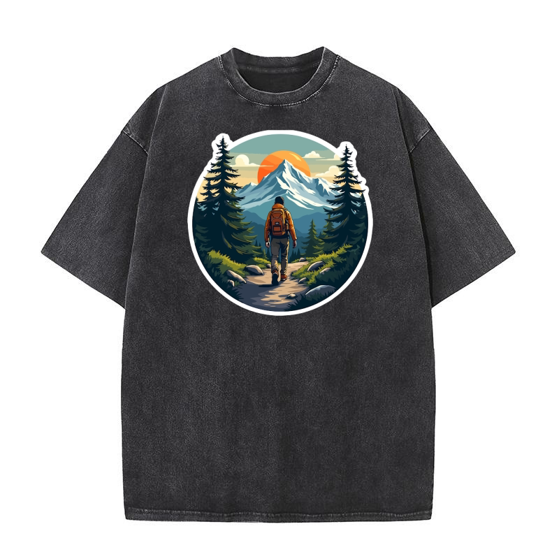 Mountain explorer hiking adventure Illus 08 Washed T-Shirt