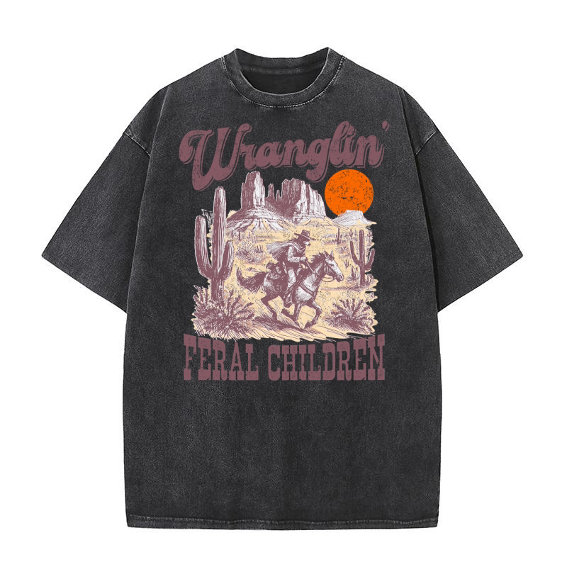 Raccoon Cowboy L Color Washed T-Shirt