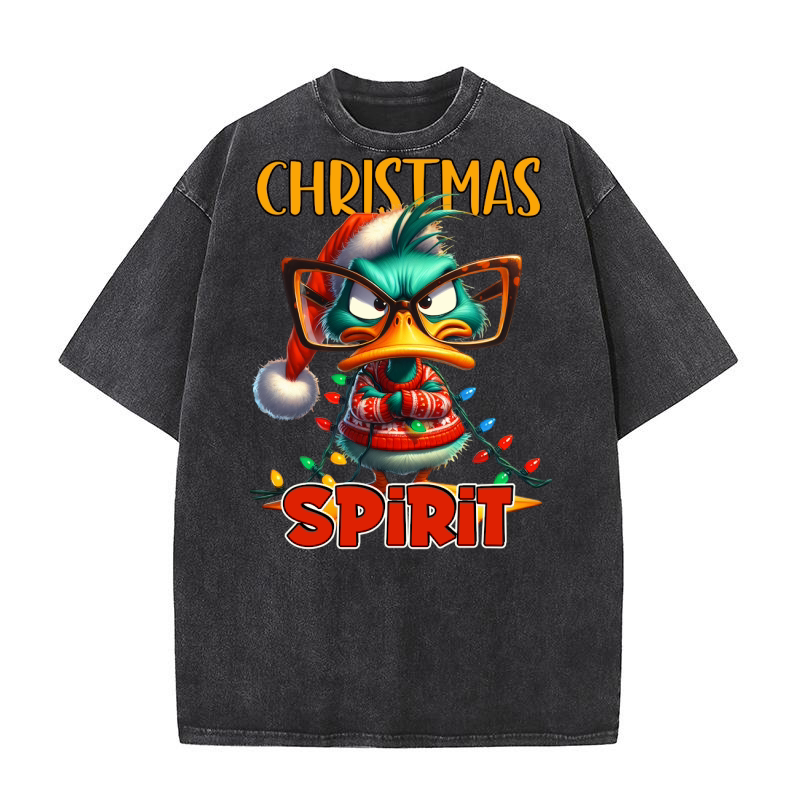Sarcastic Grumpy Duck Christmas 02 Washed T-Shirt
