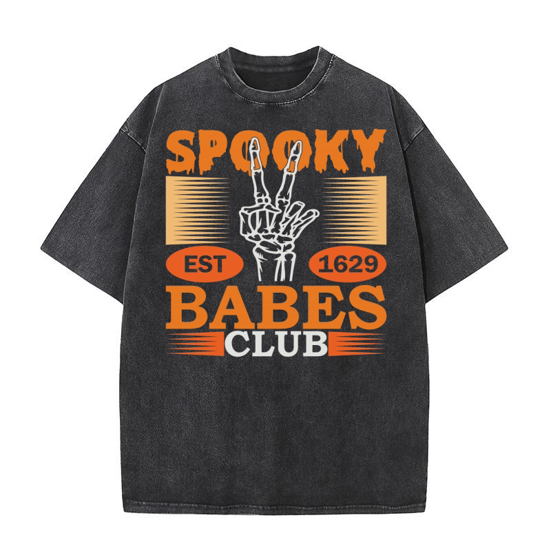 Spooky Est 1629 Babes Club Washed T-Shirt
