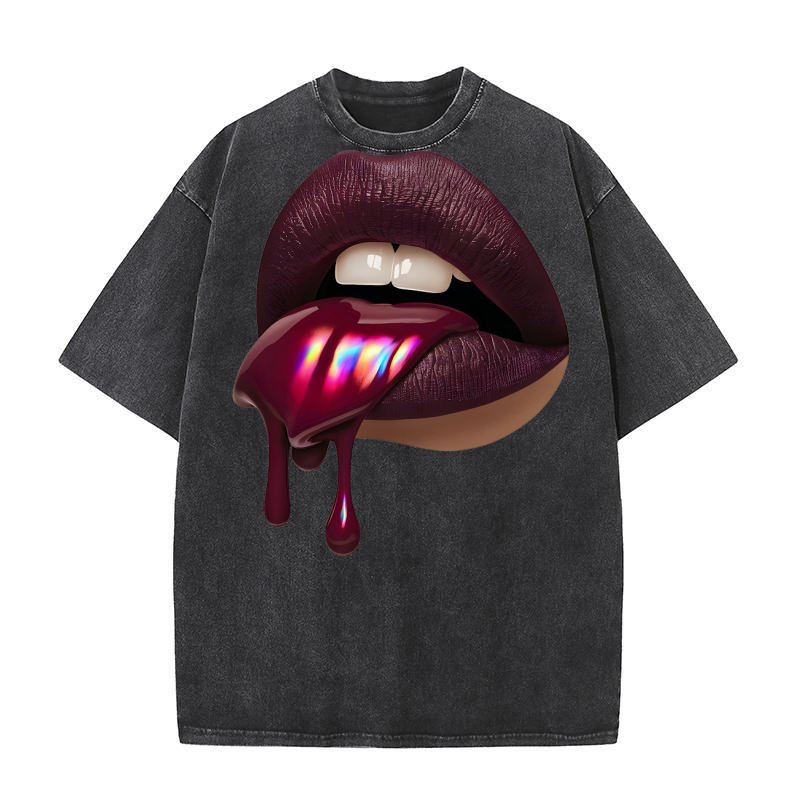 Womens Honey Glazed Lips  29 Washed T-Shirt