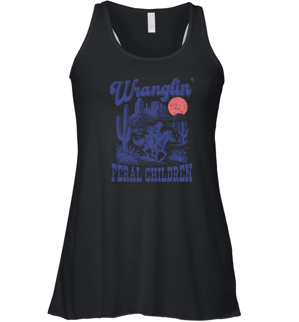 Raccoon Cowboy L vBlue Women's Flowy Tank Top