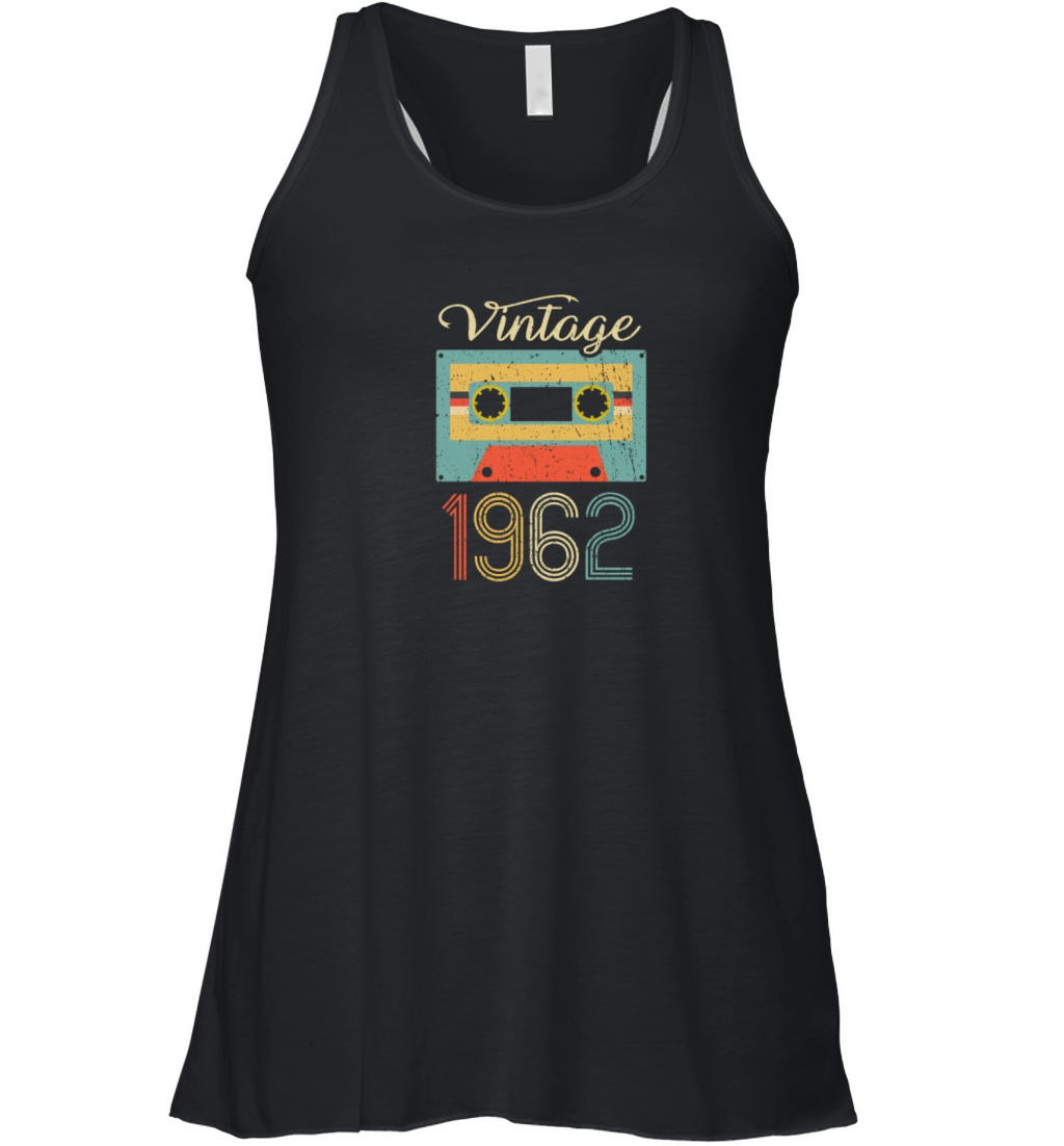 Vintage Cassette 1962 60th Birthday 60 Years Gift Women's Flowy Tank Top
