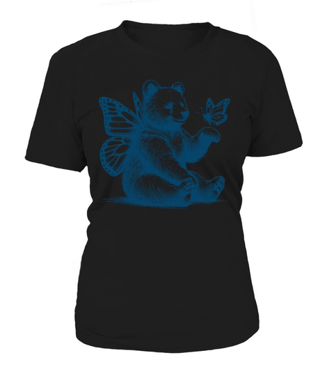 Bear With Butterfly Wings Vintage L Blue Women's T-Shirt