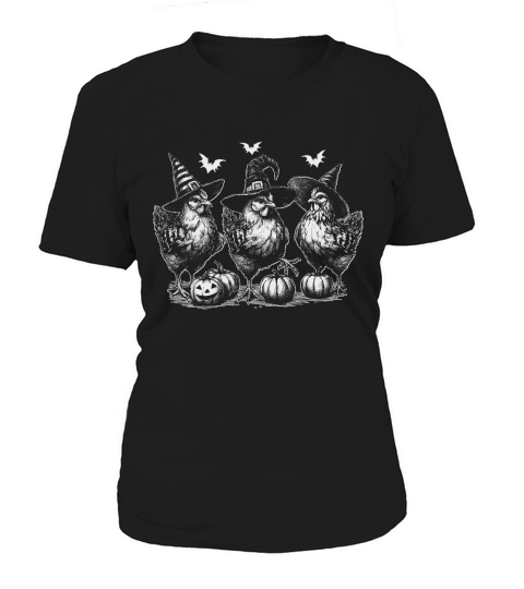 Chicken Witches Funny Halloween D White Women's T-Shirt