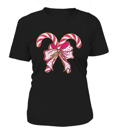 Colorful Coquette Glitter Candy Cane Women's T-Shirt