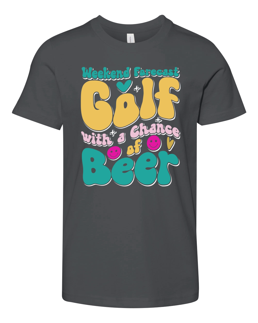 Weekend Forecast Golf with a Chance of Beer 2 Youth Unisex Jersey Tee