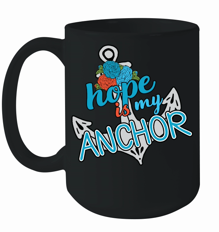 Hope is My Anchor Floral Ceramic Mug