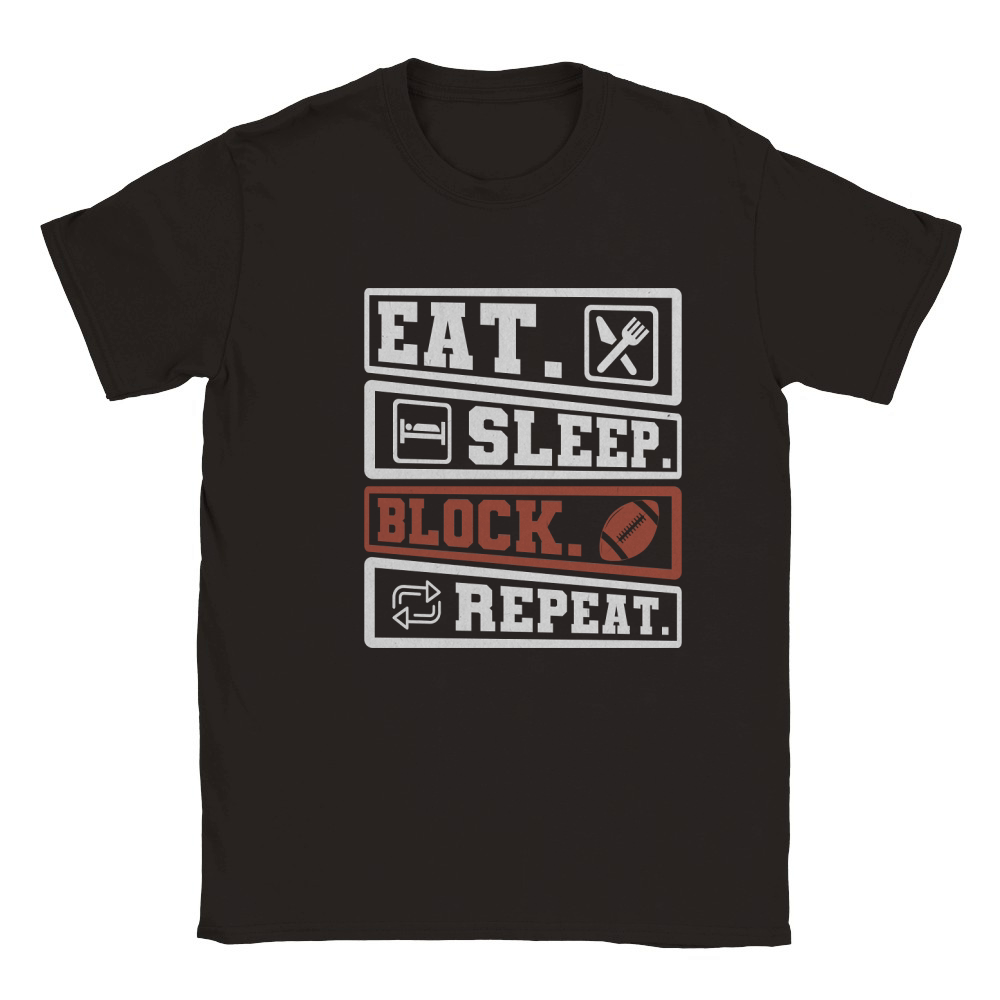 eat sleep block repeat Classic Kids Crewneck T-shirt