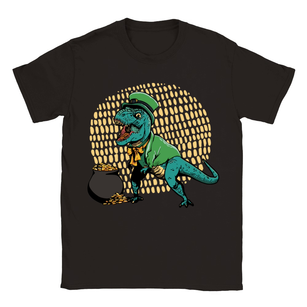 st pattys 2022 T-Rex Dinosaur Gold Patricks day Classic Kids Crewneck T-shirt