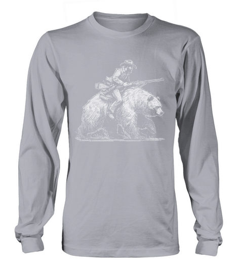Cowboy Riding Bear D White GR Long sleeved Unisex
