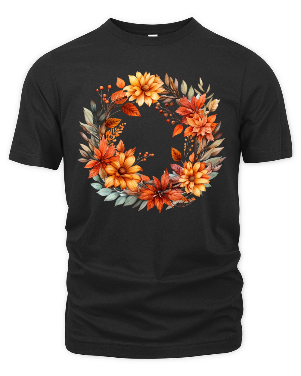 Autumn Fall Floral Frame Organic Unisex T-shirt