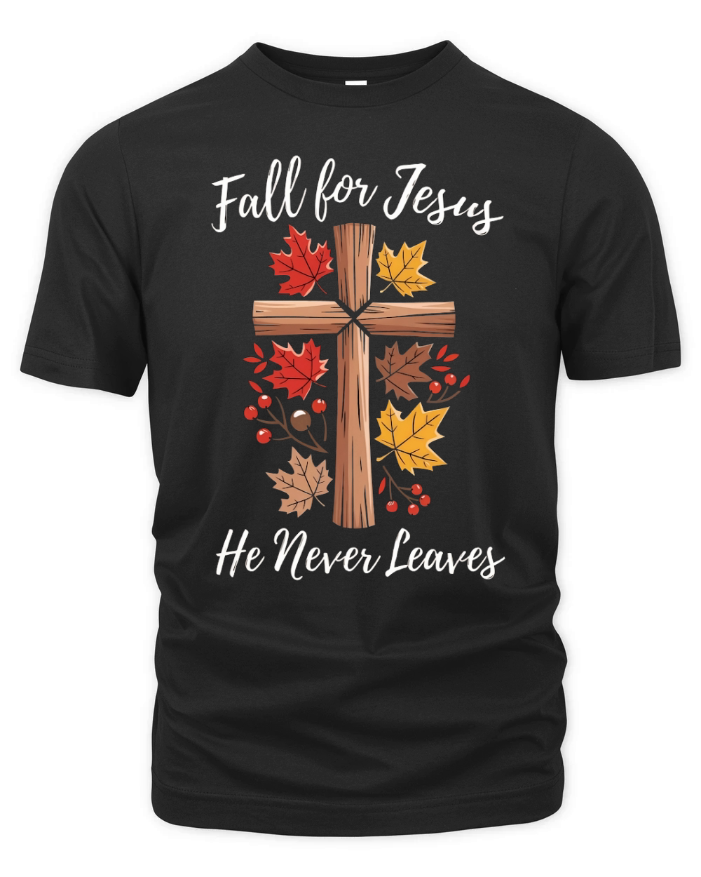 Fall For Jesus He Never Leeaves Organic Unisex T-shirt