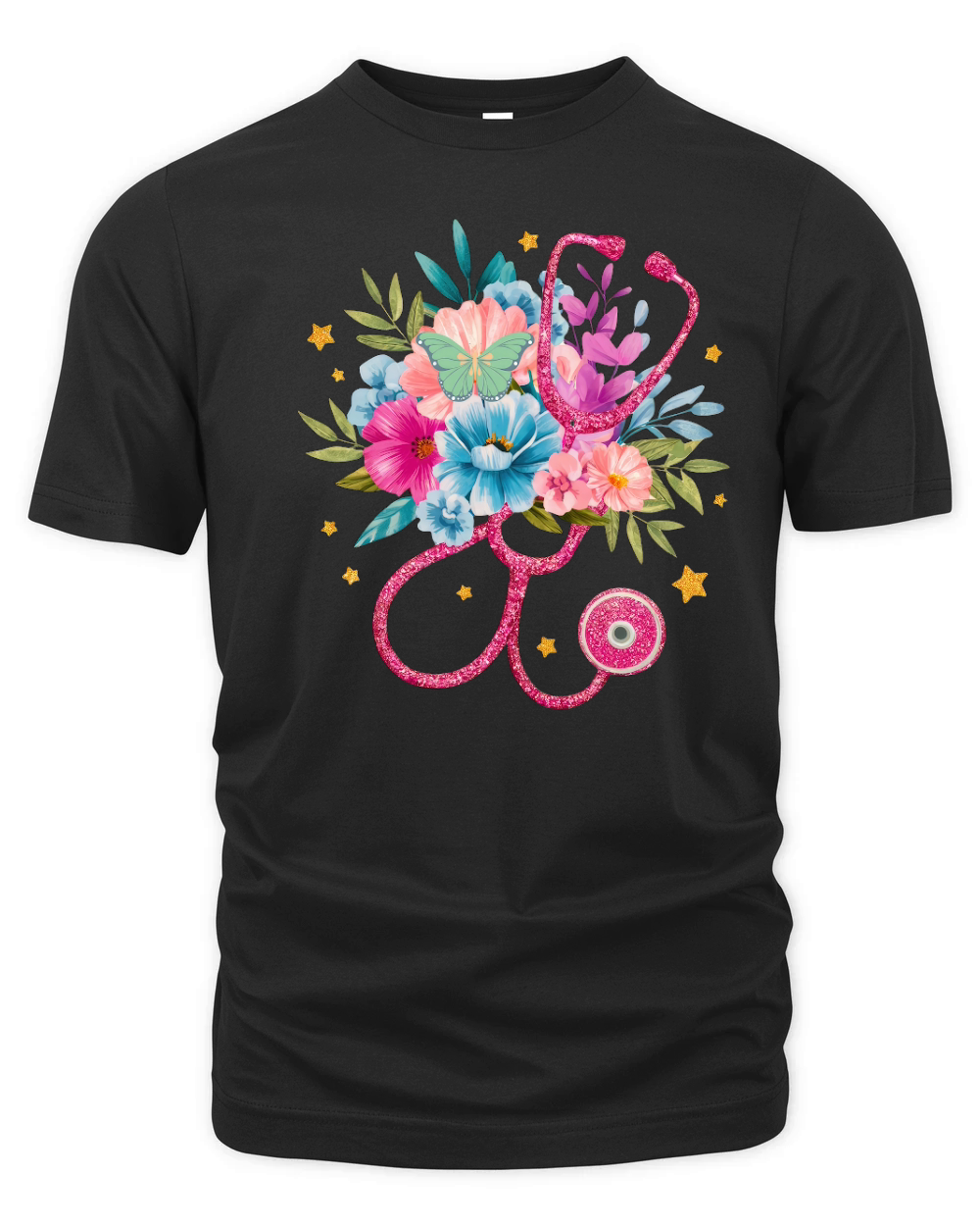 Floral Stethoscope 1 Organic Unisex T-shirt
