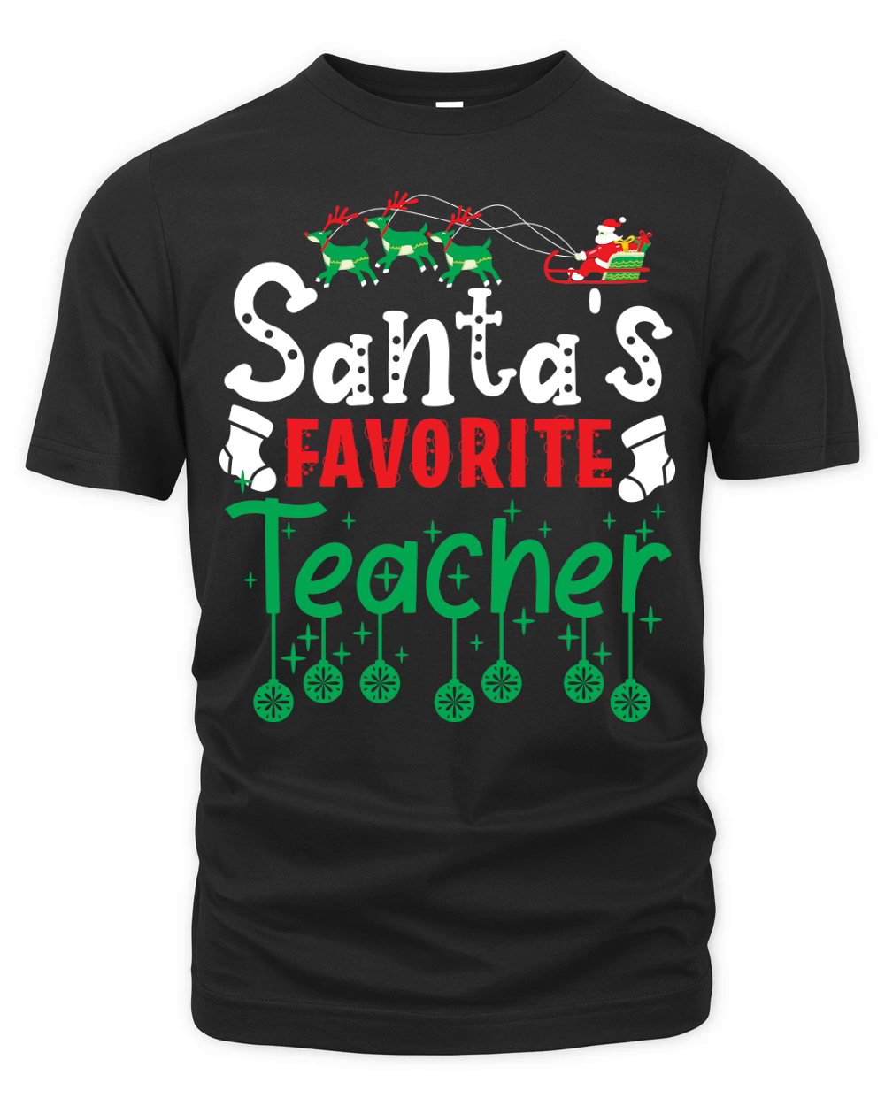 Santas Favorite Teacher 14 Organic Unisex T-shirt