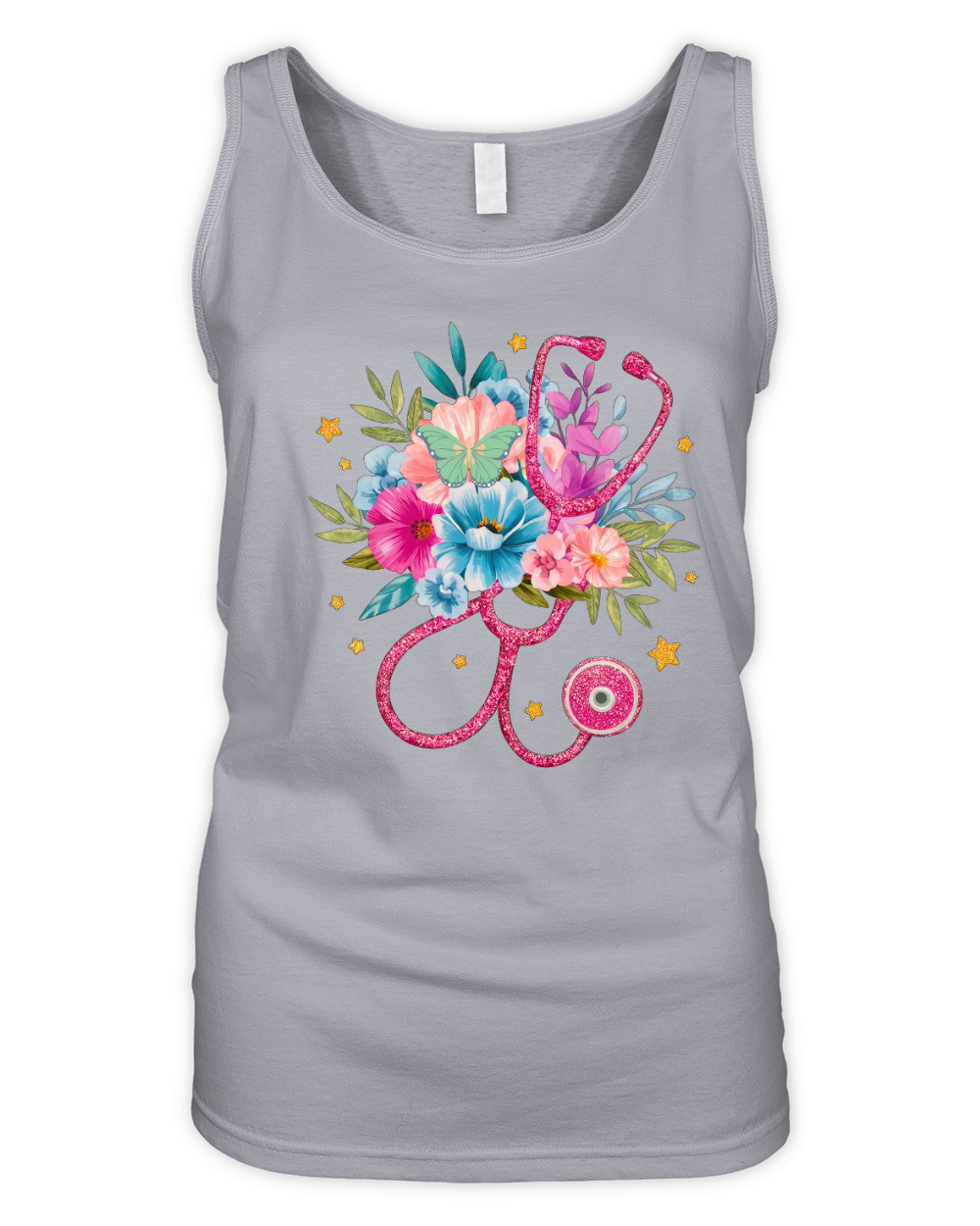 Floral Stethoscope 1 Organic Women's Tank Top