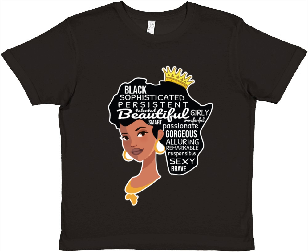 Black Queen Hair Text Juneteenth Black History Premium Kids Crewneck T-shirt