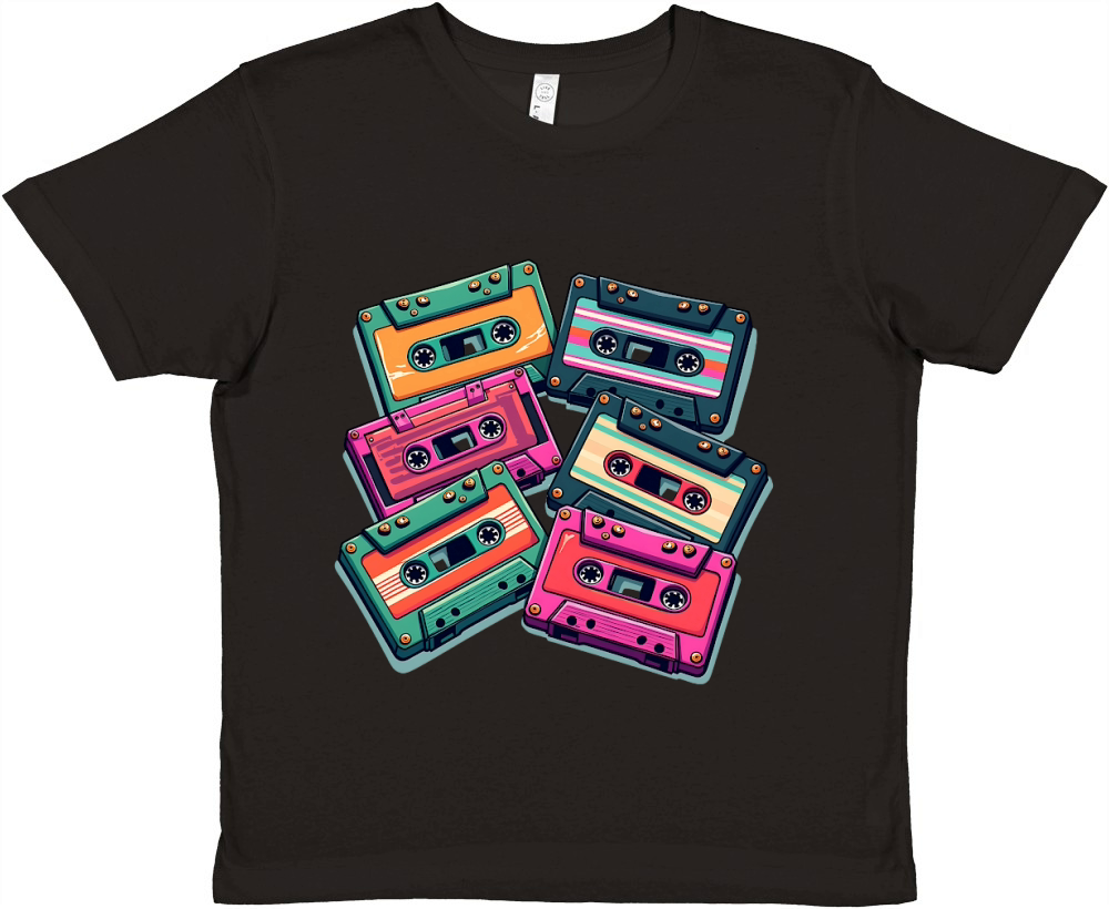 Colorful Cassette Tape Premium Kids Crewneck T-shirt