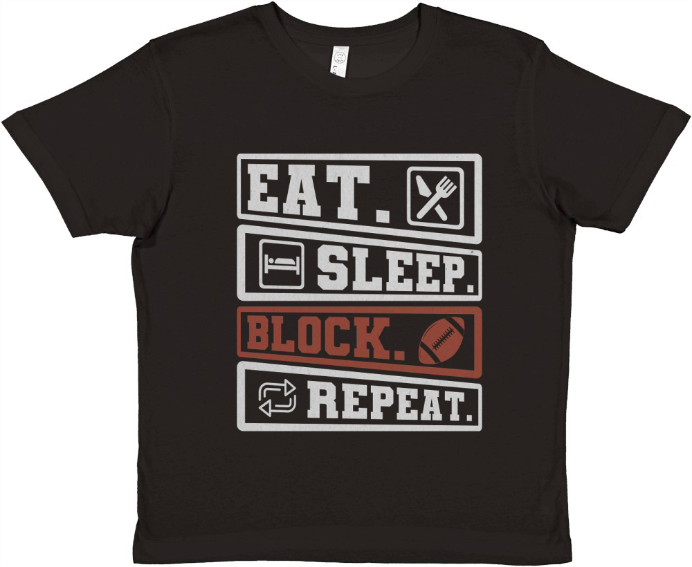 eat sleep block repeat Premium Kids Crewneck T-shirt