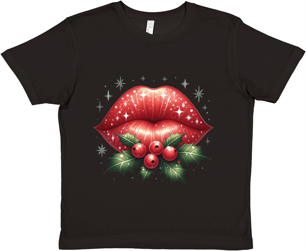 Lips Clipart Christmas Lips Holiday Lips (4) Premium Kids Crewneck T-shirt