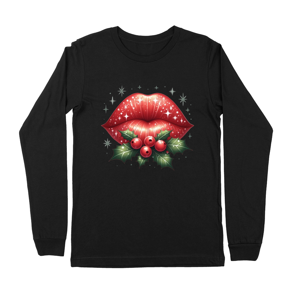 Lips Clipart Christmas Lips Holiday Lips (4) Premium Long Sleeve