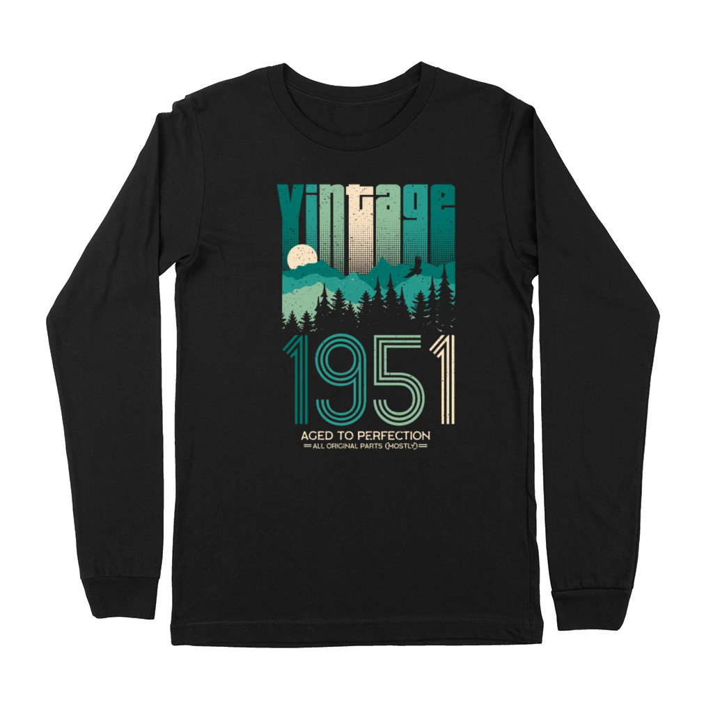 Vintage 1951 Birthday Born in 51 Retro Premium Long Sleeve