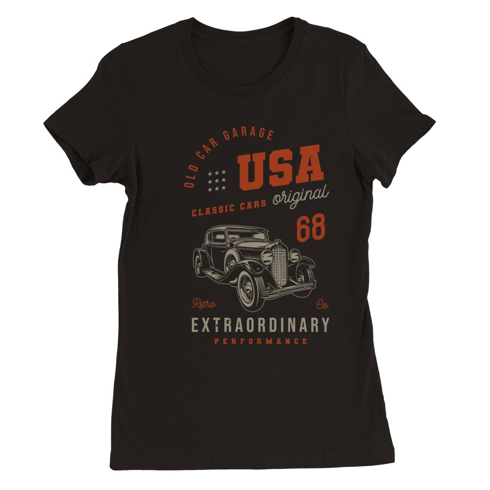 vintage custom usa classic car vector (1) Premium Womens Crewneck T-shirt