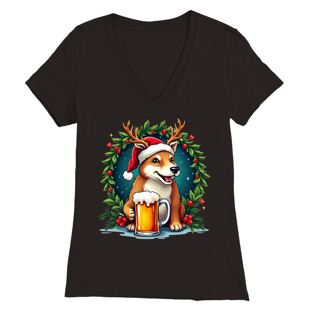 Animal Beer Christmas Sublimation Bundle 18 Premium Womens V-Neck T-shirt