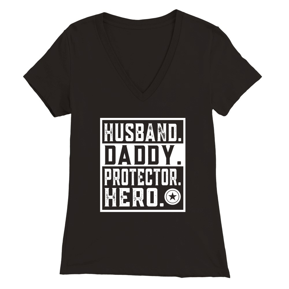 Husband daddy protector hero 05 Premium Womens V-Neck T-shirt