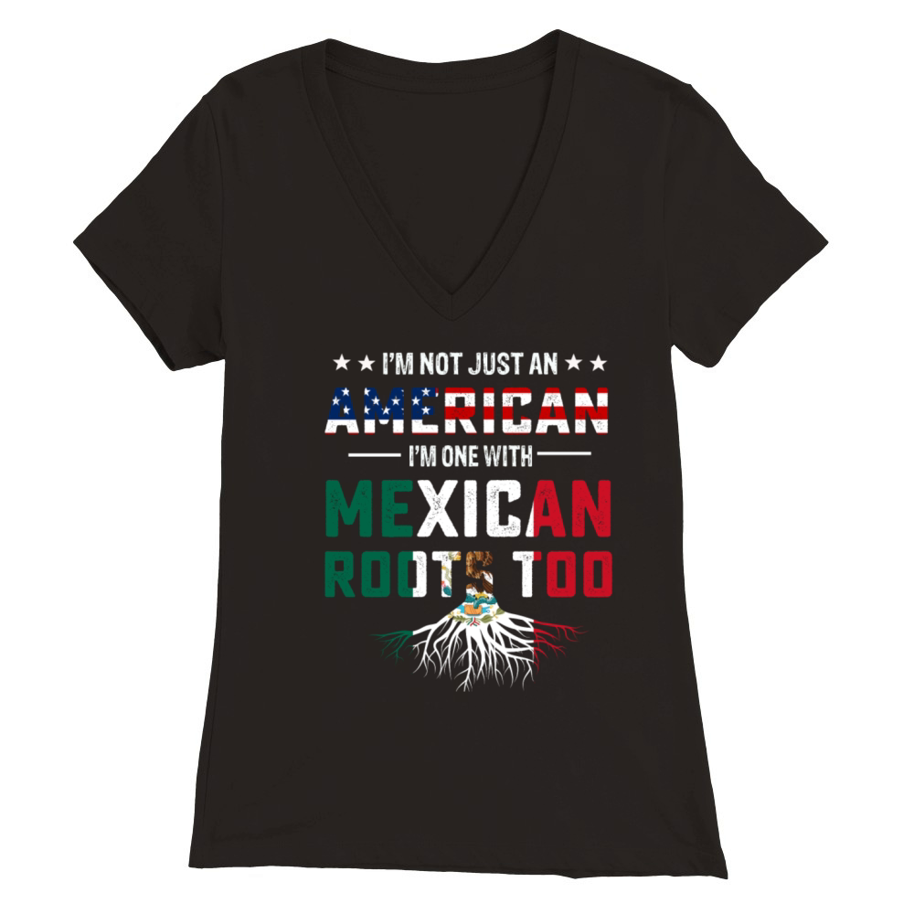 Mexican American roots flag T-shirt Premium Womens V-Neck T-shirt
