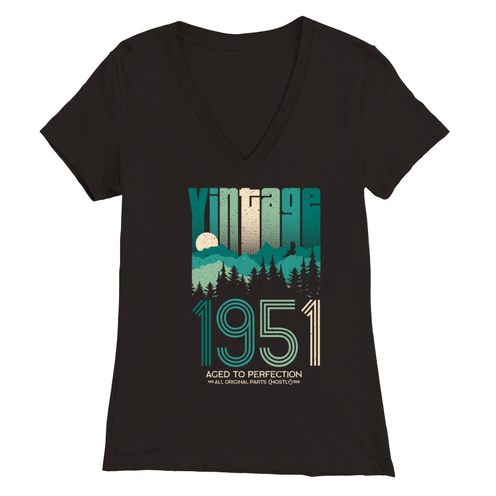 Vintage 1951 Birthday Born in 51 Retro Premium Womens V-Neck T-shirt