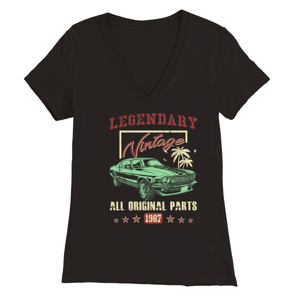 Vintage 1987 All Original Parts 31th Birthday Gift Premium Womens V-Neck T-shirt