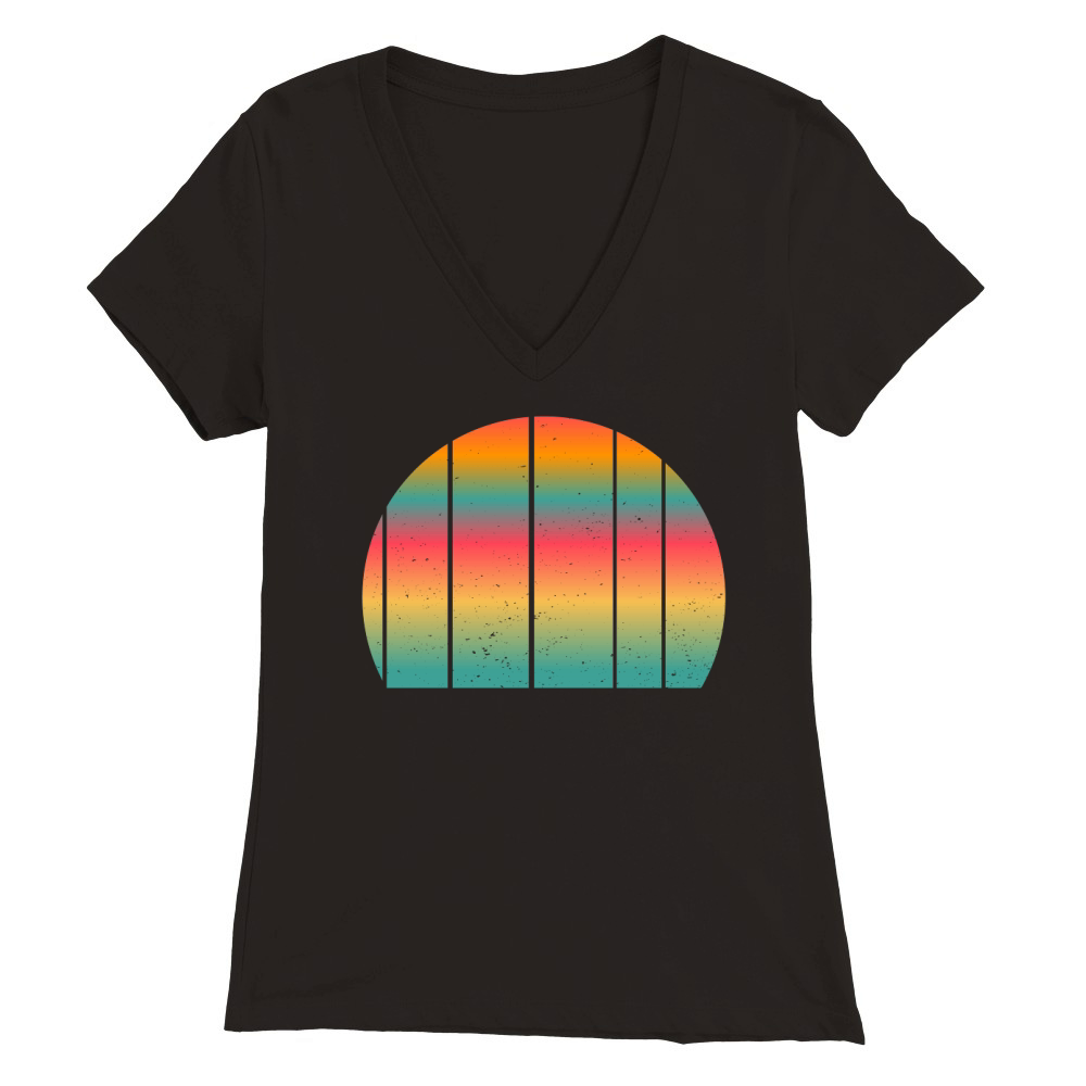 Vintage Retro Sunset (9) Premium Womens V-Neck T-shirt