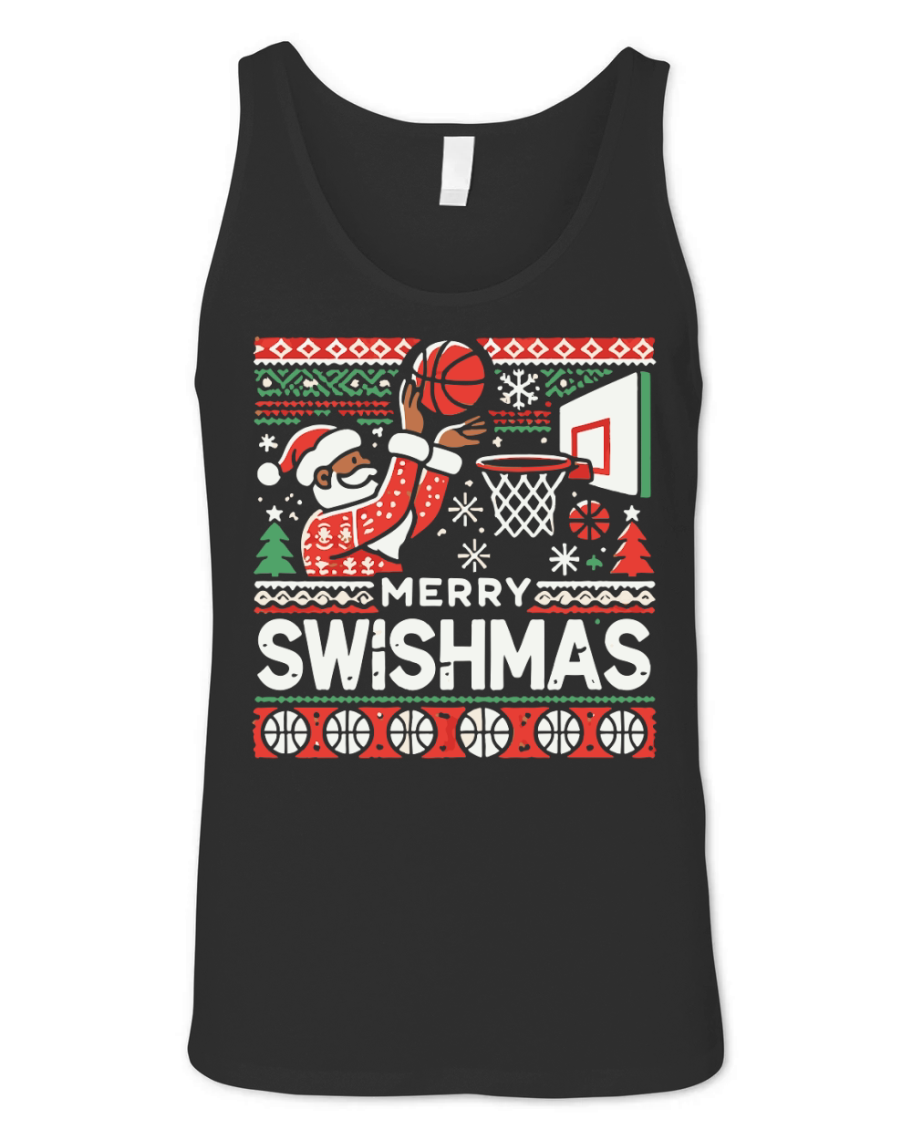 Merry Swishmas Basketball Christmas 2 Unisex Jersey Tank
