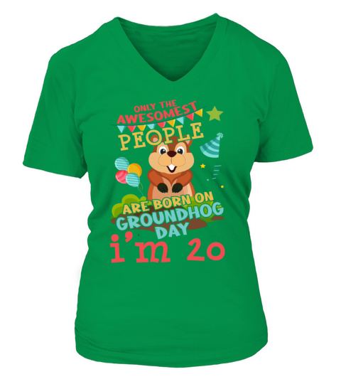20 Birth Born Groundhog Rodent Happy Groundhog Day V-neck T-Shirt Woman