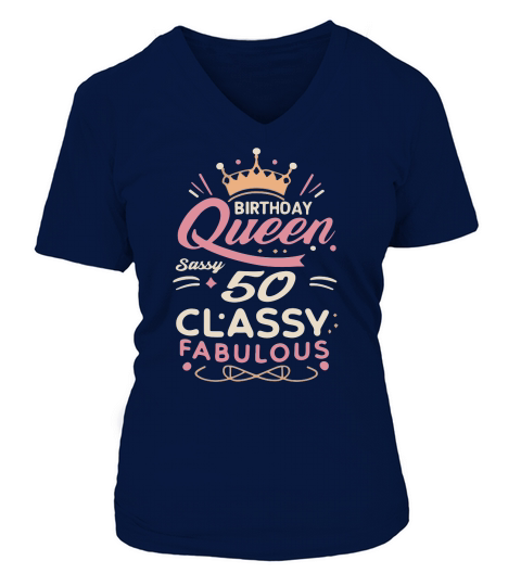 50 and Fabulous 50th Birthday V-neck T-Shirt Woman