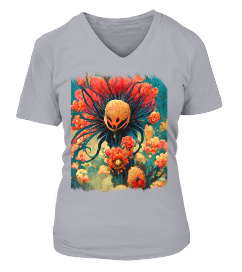 Alien Flower V-neck T-Shirt Woman