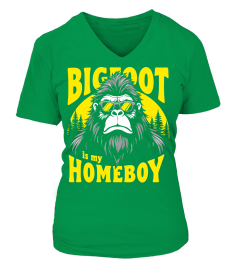 Bigfoot Is My Homeboy V-neck T-Shirt Woman