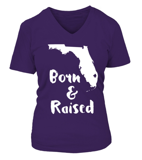 Florida Born and Raised State T-shirt V-neck T-Shirt Woman