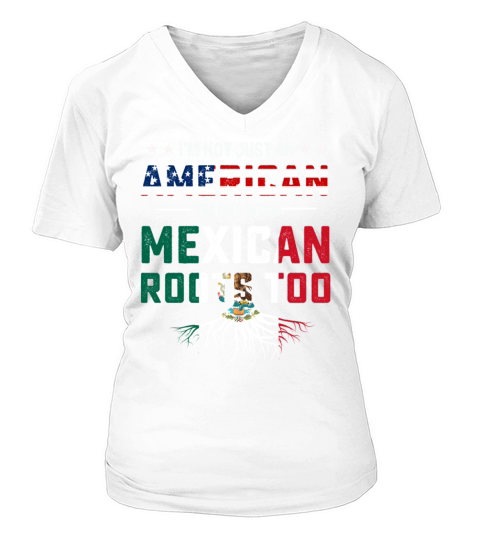 Mexican American roots flag T-shirt V-neck T-Shirt Woman