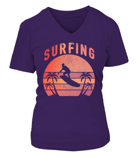 Surfing Surfer Gift Wave Surfboard V-neck T-Shirt Woman
