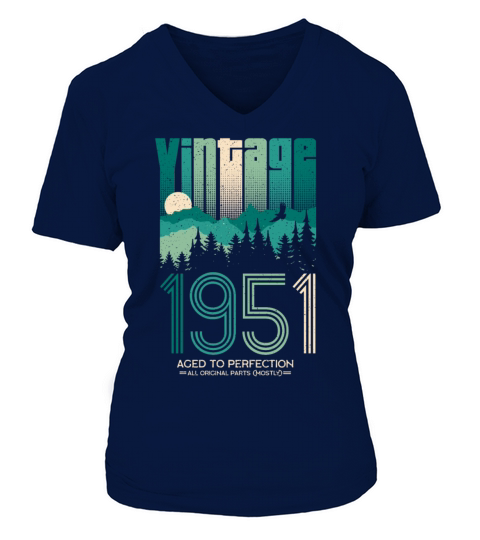 Vintage 1951 Birthday Born in 51 Retro V-neck T-Shirt Woman
