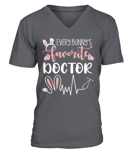 Doctor Cute Ears Bunny Easter Day Easter Sunday V-Neck T-shirt