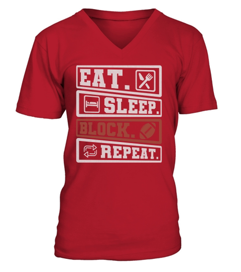 eat sleep block repeat V-Neck T-shirt