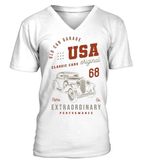 vintage custom usa classic car vector (1) V-Neck T-shirt