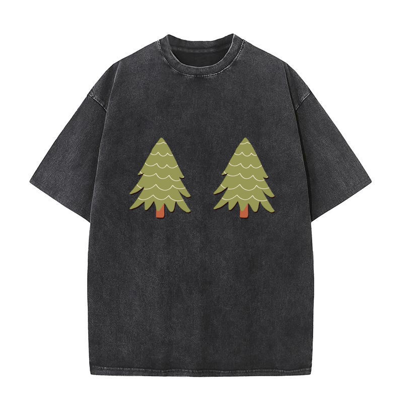 Christmas Tree (3) Double Washed T-Shirt