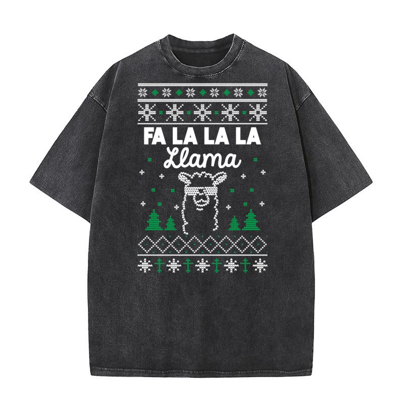 Fa La La La Llama 3 Washed T-Shirt